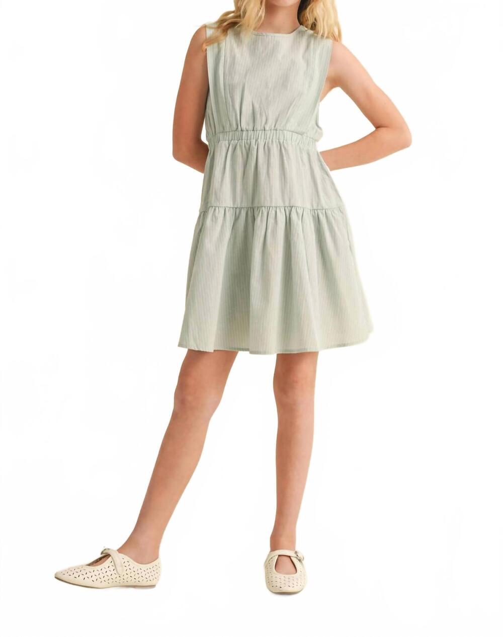 NEW HEART AND ARROW girls 2 tier knee length dress in green